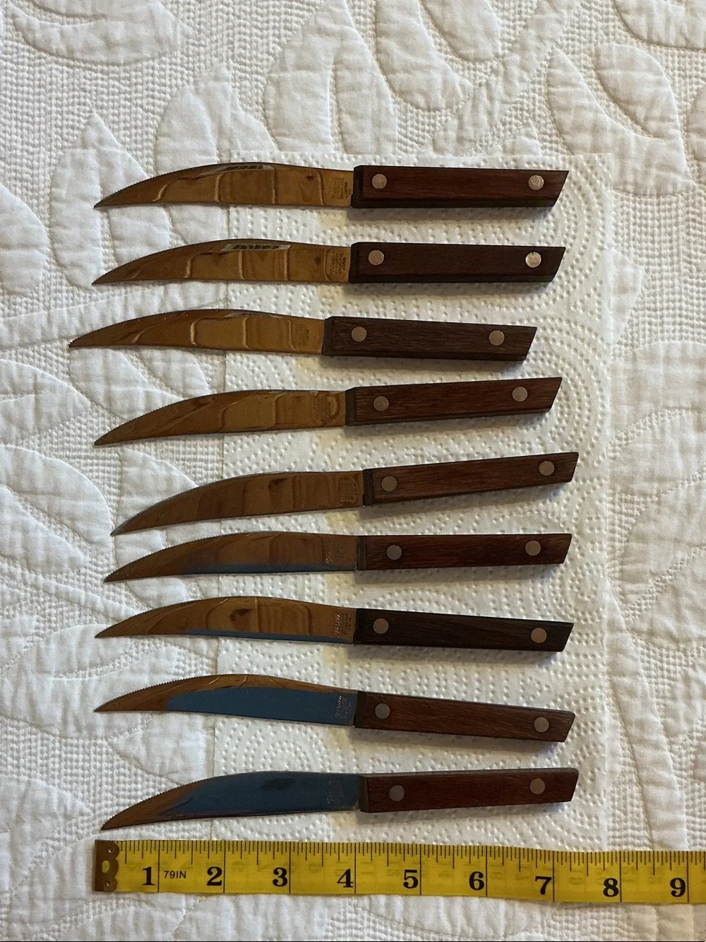 Vintage Vernco High Carbon Stainless Steel Knives Set Of 9 Japan